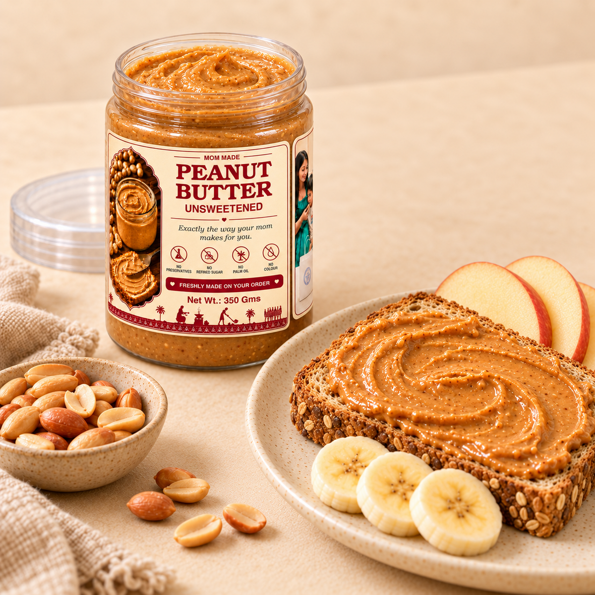 100% Roasted Peanut Butter – Unsweetened – 350 g